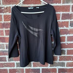 Vintage Laura Ashley Rhinestone Graphic Top Size XL